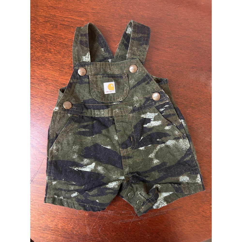 Carhartt Baby Camo Canvas Bib Overalls Shortalls Green Tiger Stripe 3M SD8852-B